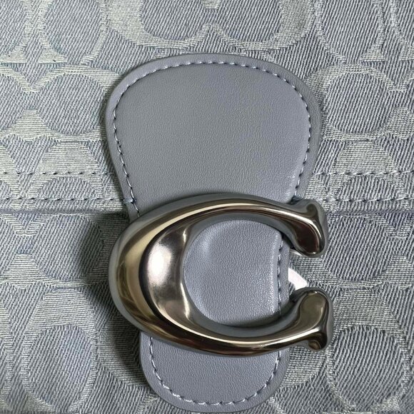 Coach Soft Tabby Blue Denim Shoulder Bag with Monogram Pattern - Picture 3 of 9